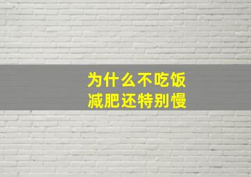 为什么不吃饭 减肥还特别慢